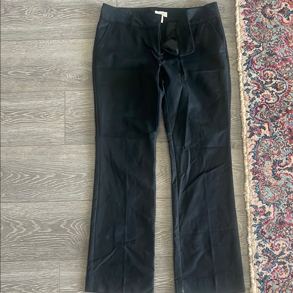 Loft Modern Black Straight Leg Flared Trousers Dress Pants 10